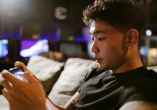 man playing online