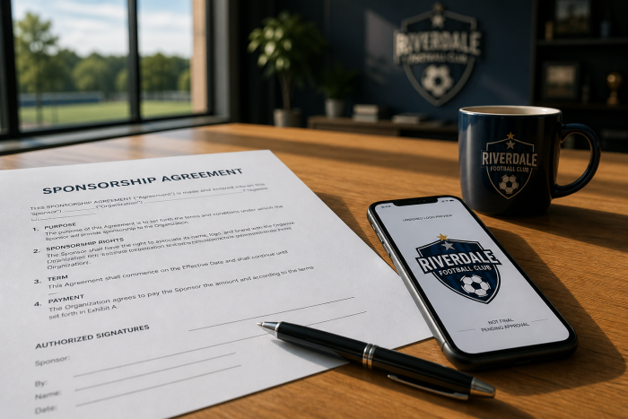 _sponsorship-agreement-paper,-phone,-and-mug-with-logo._