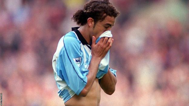 Coventry were relegated from the Premier League in May 2001 when they lost a 2-0 lead provided by a first-half Moustapha Hadji double to lose 3-2 to Aston Villa